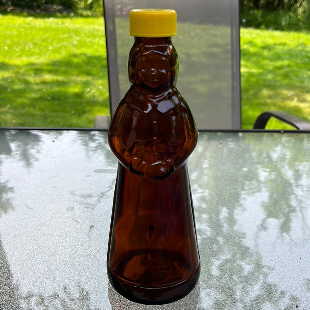 Vintage Mrs. Butterworth Amber Brown Glass Syrup Bottle